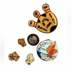 Lot of 6 Assorted Vintage Wisconsin Pins